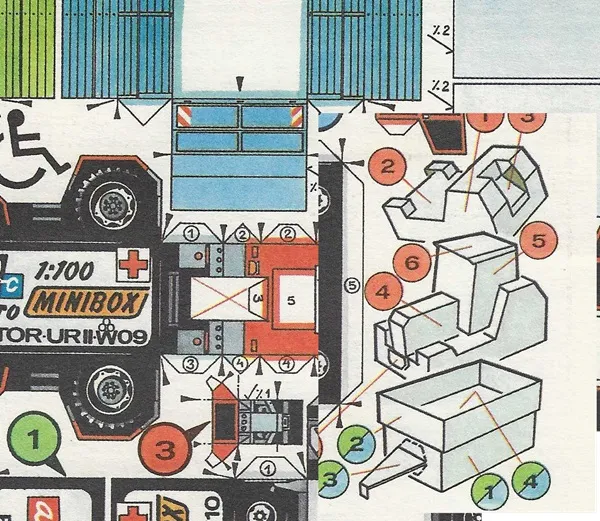 Papierový model Minibox Zetor 12245 UR II s prívesnými vozmi PS 2