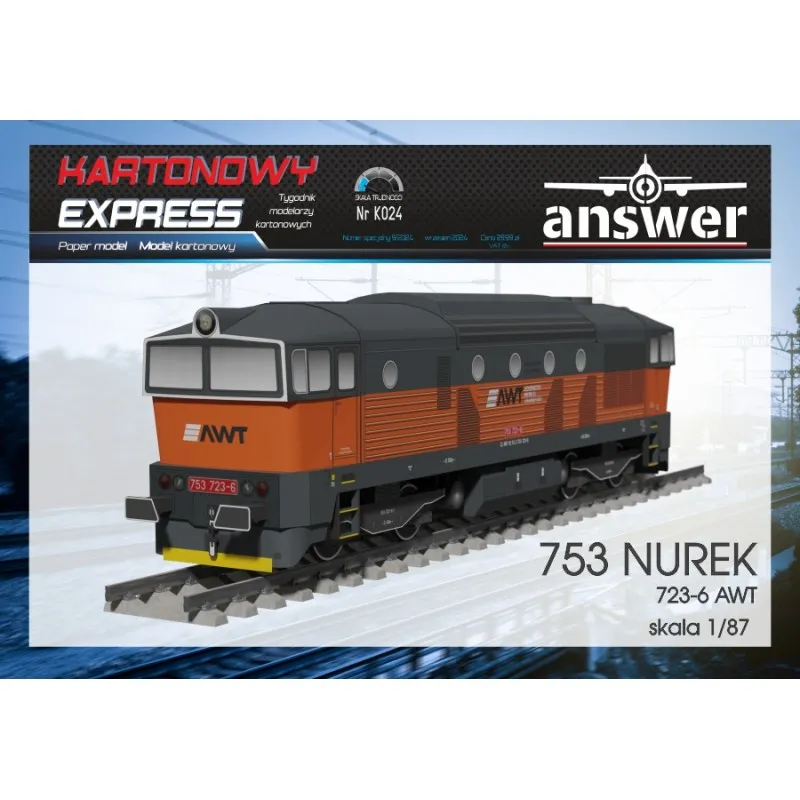 Papierový model - Lokomotíva 753 723-6 AWT Nurek / Okuliarnik