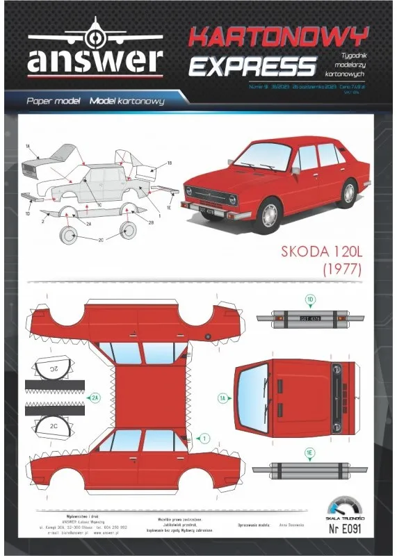 Papierový model - Škoda 120L (1977)