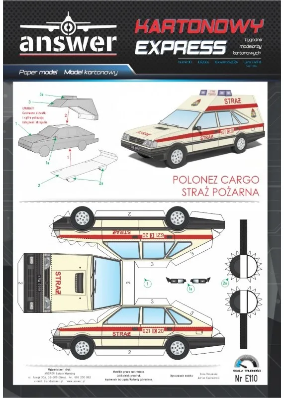 Papierový model - Polonez Cargo Požiarnici - Straż Pożarna
