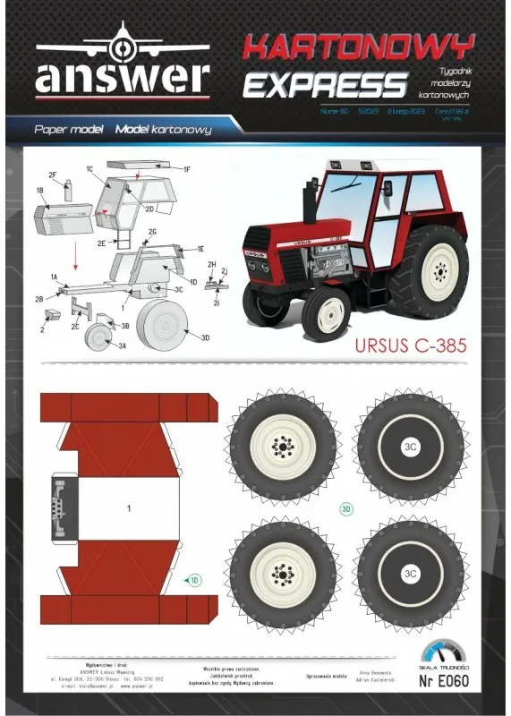 Papierový model - Traktor Zetor - Ursus C-385