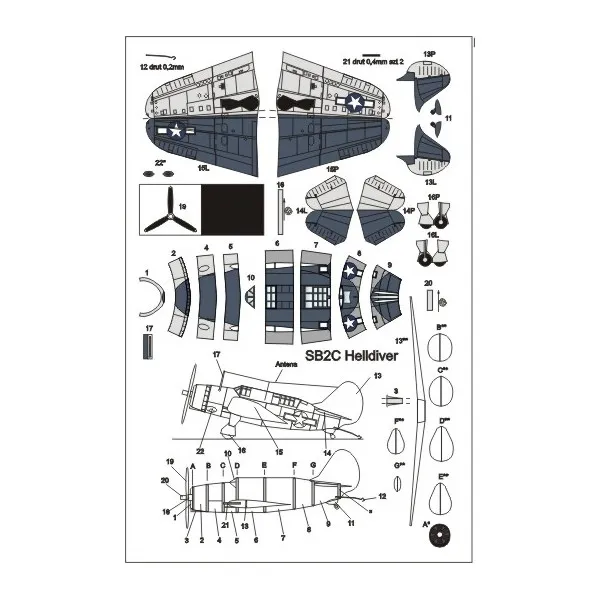 Papierový model - Prídavné lietadlo pre USS Ticond./Yorkt. - SB2C Helldiver