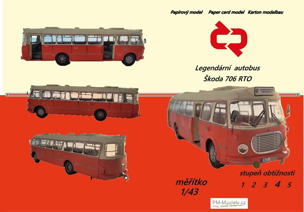 Papierový model Autobus Škoda 706 RTO