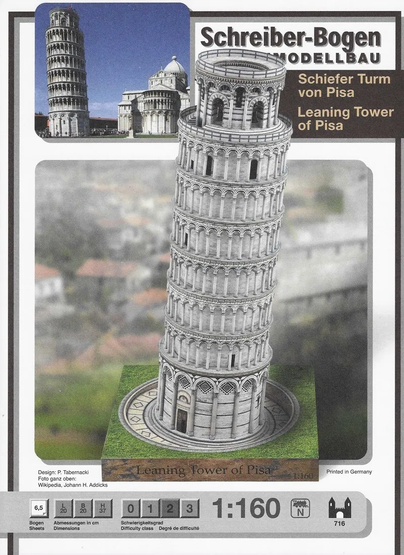 Papierový model Šikmá veža v Pise