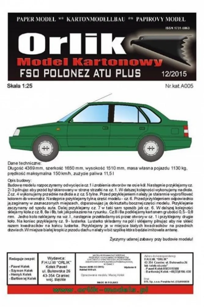 Papierový model - FSO Polonez ATU PLUS
