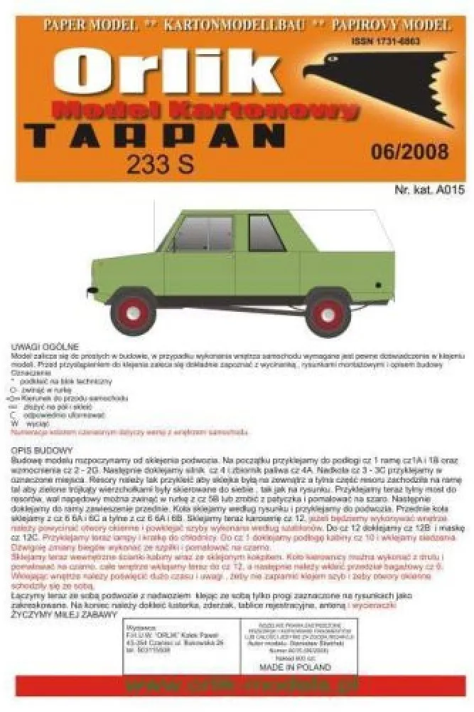 Papierový model - Tarpan 233 S