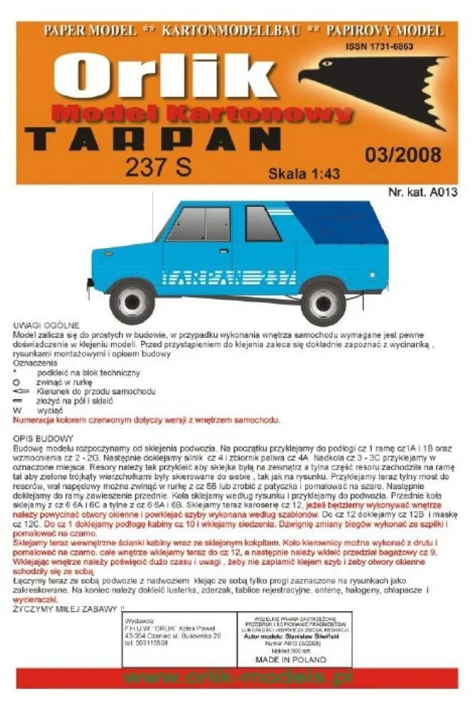 Papierový model - Tarpan 237 S