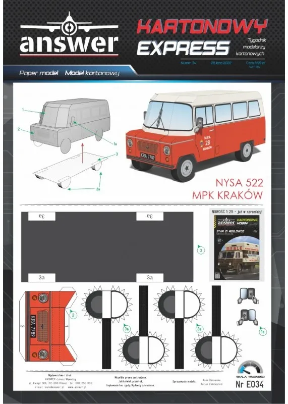 Papierový model - Nysa 522 MPK Krakow