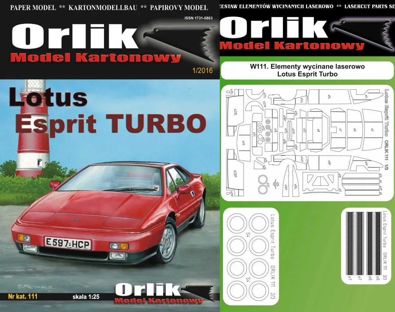 Papierový model Športové auto Lotus Esprit + Laser