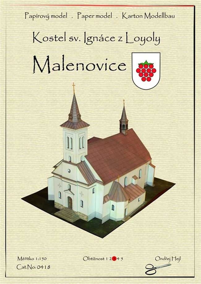 Papierový model - Malenovice - Kostol sv. Ignáca z Loyoly