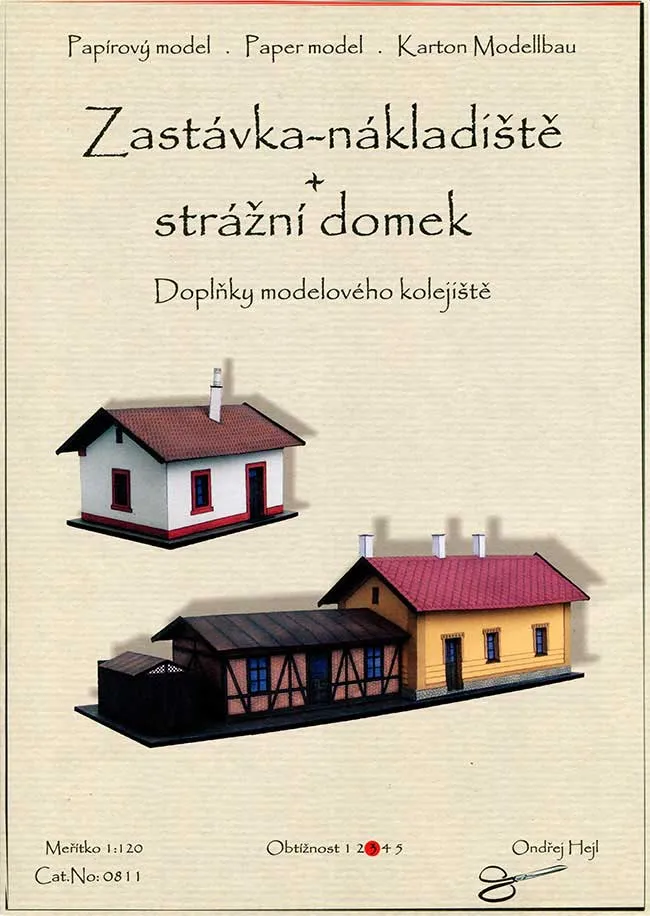 Papierový model - Doplnky modelového koľajiska - zastávka-nákladisko a strážny domček