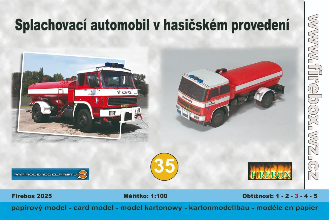 Papierový model - Liaz 100.850 - SA 8 Polievací automobil v hasičskom prevedení