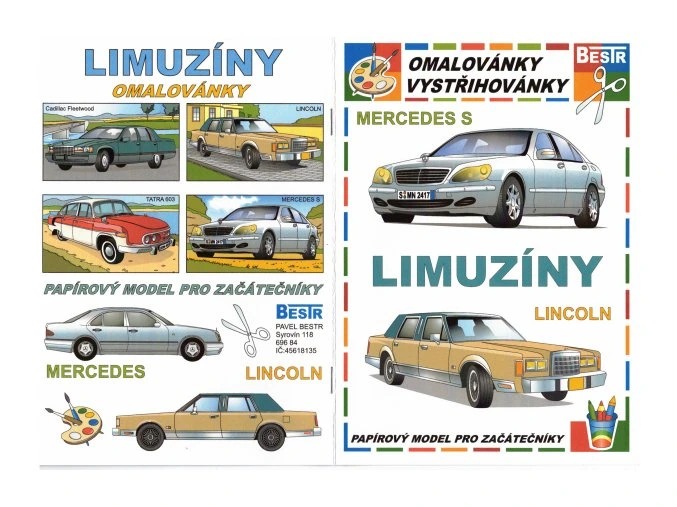 Vymaľuj a vystrihni Bestr A5 Limuzíny - Mercedes S + Lincoln