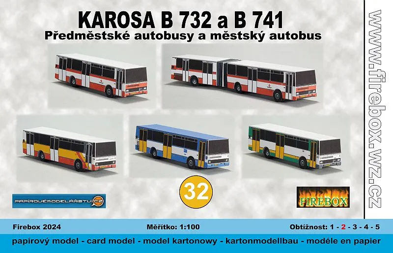Papierový model - Mestské a predmestské autobusy Karosa B 732 a B 741
