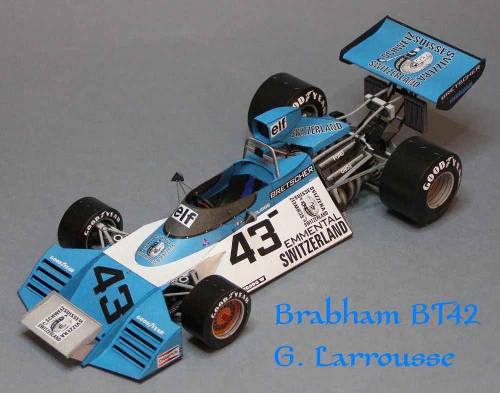 Papierový model F1 Brabham BT 42 - 1974 Gerard Larrousse GP Belgian