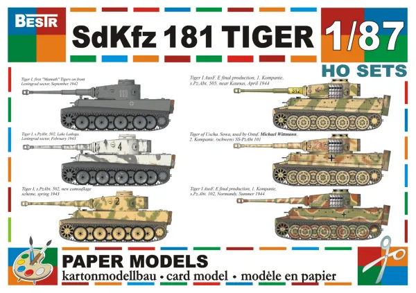 Papierový model - SET H0 - 6x SdKfz 181 TIGER