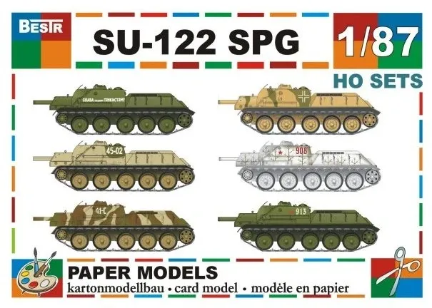 Papierový model - SET H0 - 6x SU-122 SPG