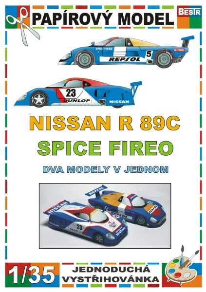 Papierový model - Nissan R 89, Spice FireO 2 modely v jednom