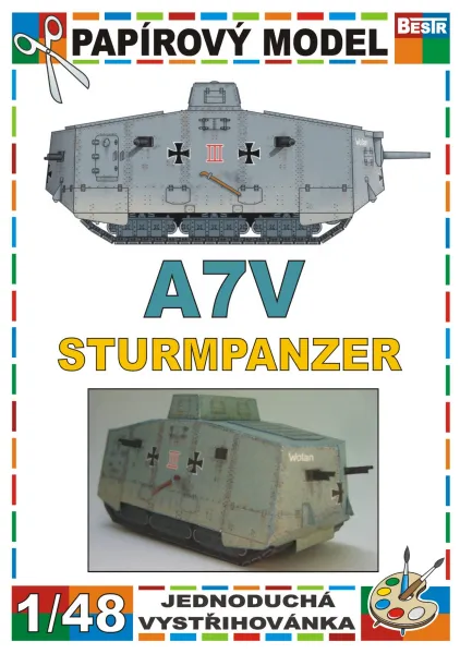 Papierový model - Kanón A7V - Sturmpanzer