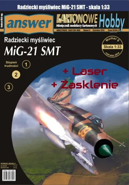 Papierový model - Stíhačka MiG-21 SMT + Laser + Zasklenie