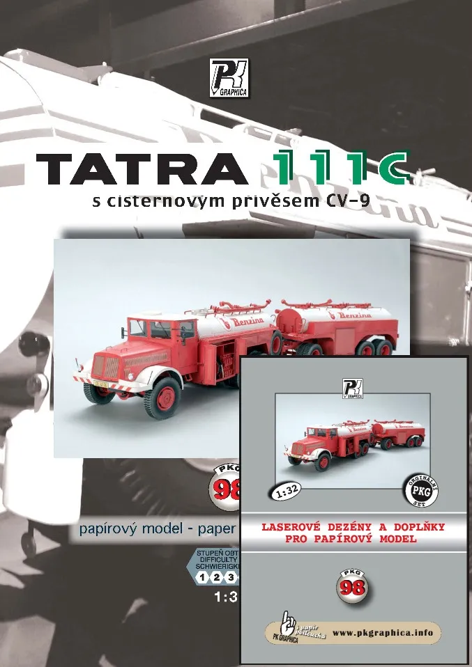 Papierový model - Tatra 111C s vlekom CV-9 Benzina + Laser