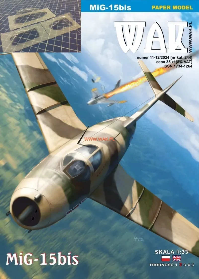 Papierový model - MiG-15bis Severná Kórea + Zasklenie
