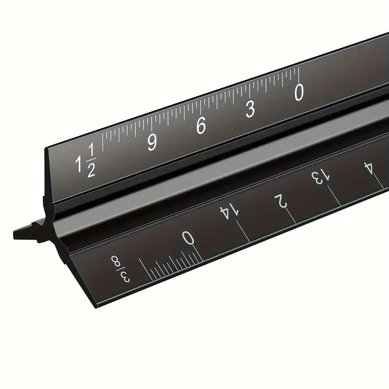 Kovové modelárske a architektonické pravítko 30 cm trojhranné s 6 meraniami Palcové