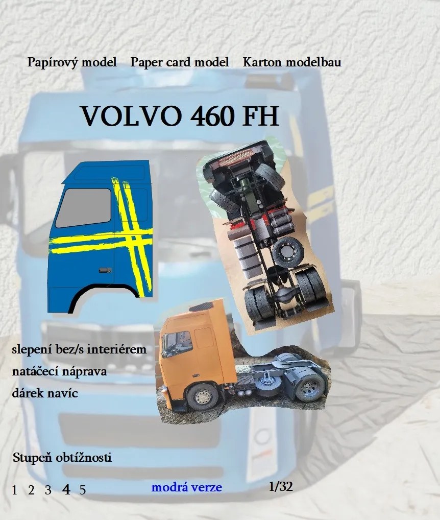 Papierový model Volvo 460 FH Modrá