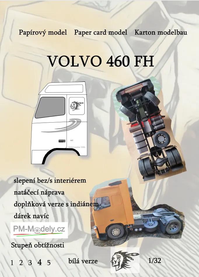 Papierový model Volvo 460 FH Biela