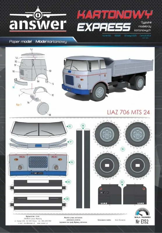 Papierový model - Liaz 706 MTS 24 Sklápač