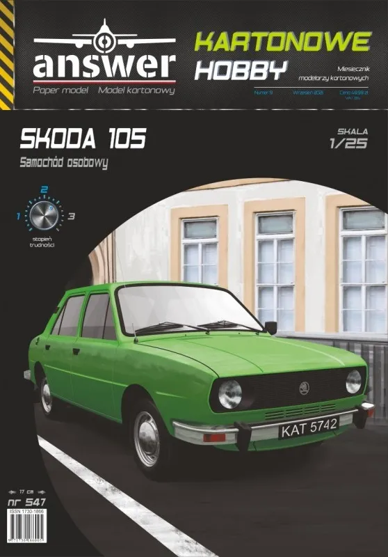 Papierový model - Škoda 105 zelená