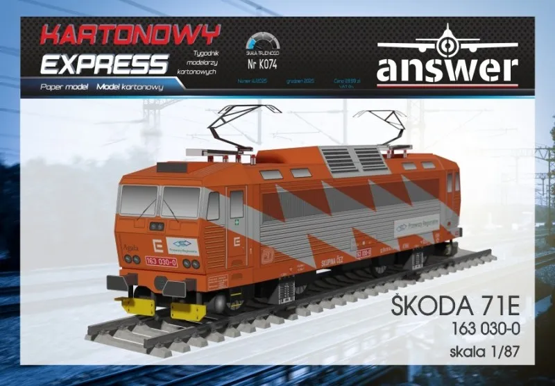 Papierový model - Lokomotíva Škoda 71E 163 030-0 Agata