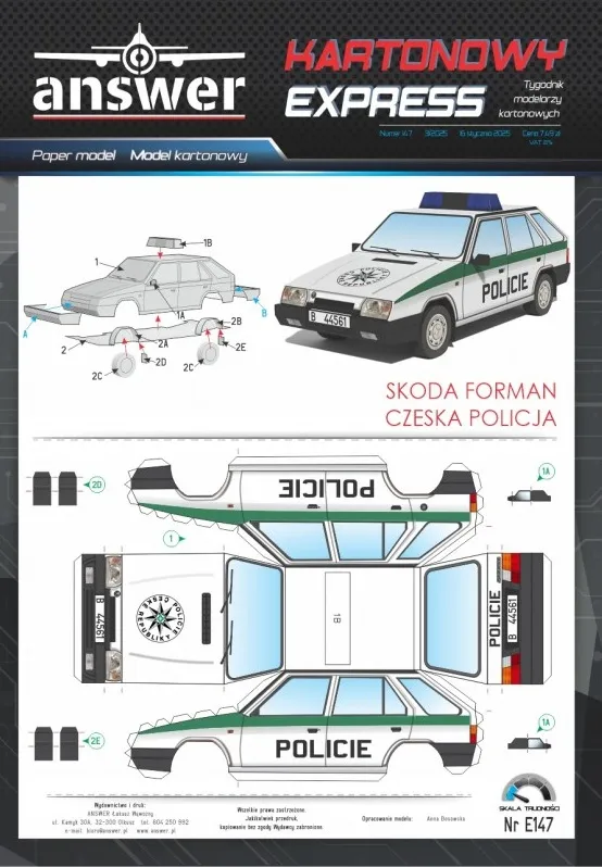 Papierový model - Škoda Forman - Polícia ČR