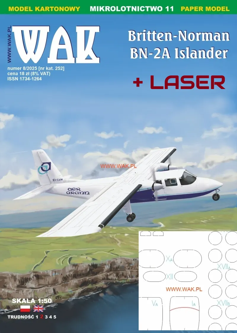 Papierový model - Mikroletectvo 11 - Britten-Norman BN-2A Islander (Aer Arann) + Laser