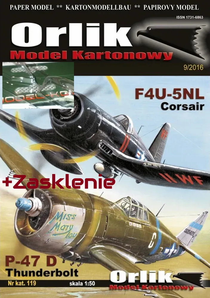 Papierový model - F4U-5NL Corsair & P-47D Thunderbolt + Zasklenie