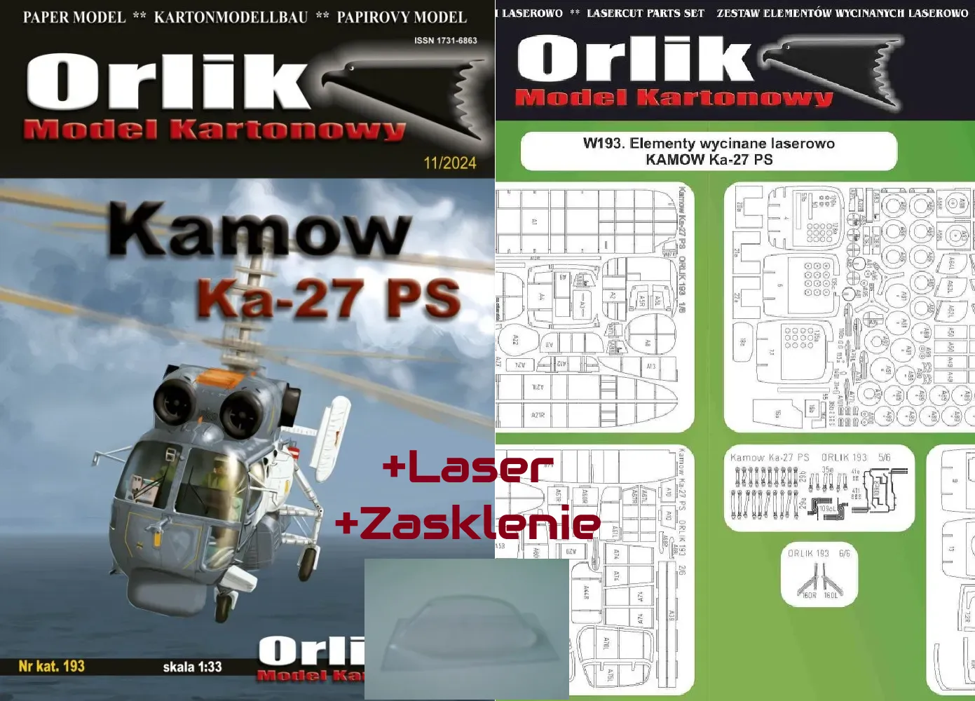 Papierový model - Kamov Ka-27 PS + laser a zasklenie