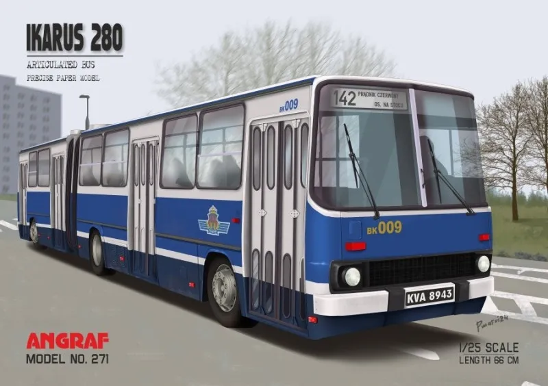 Papierový model - Kĺbový autobus Ikarus 280 MPK Krakov