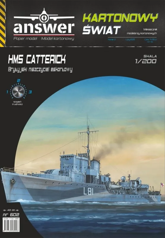 Papierový model - Britský eskortný torpédoborec HMS Catterick