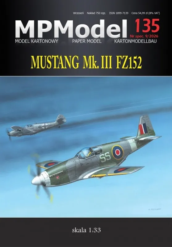 Papierový model - Stíhač Mustang Mk.III FZ152