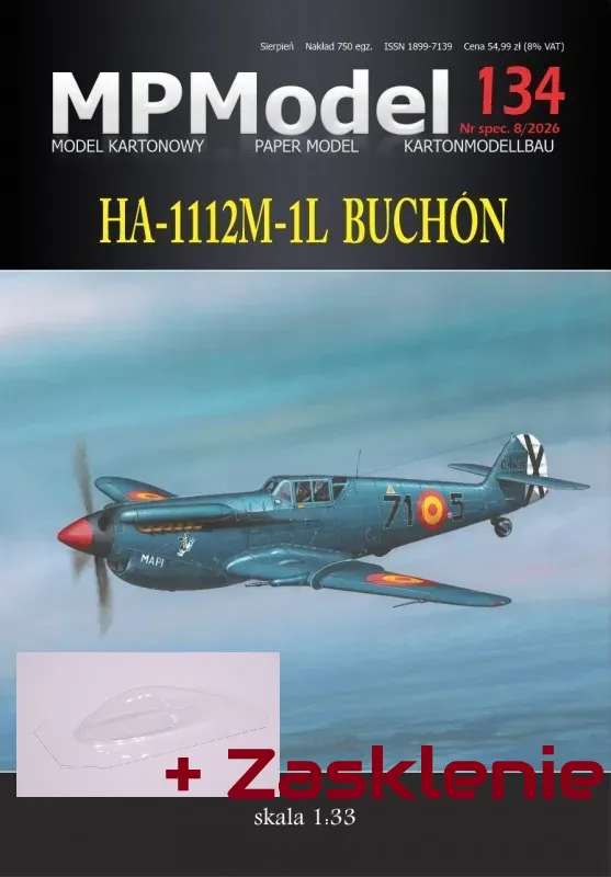 Papierový model - Stíhač HA-1112M-1L Buchón + Zasklenie