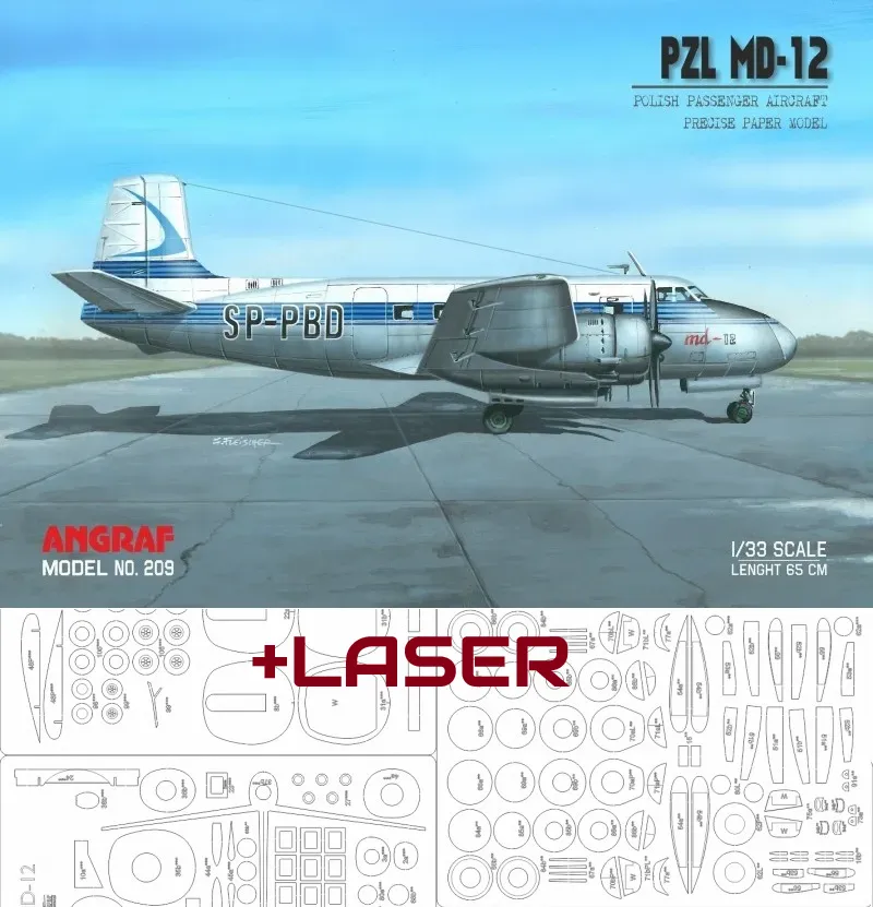Papierový model - Poľské dopravné lietadlo PZL MD-12 + Laser
