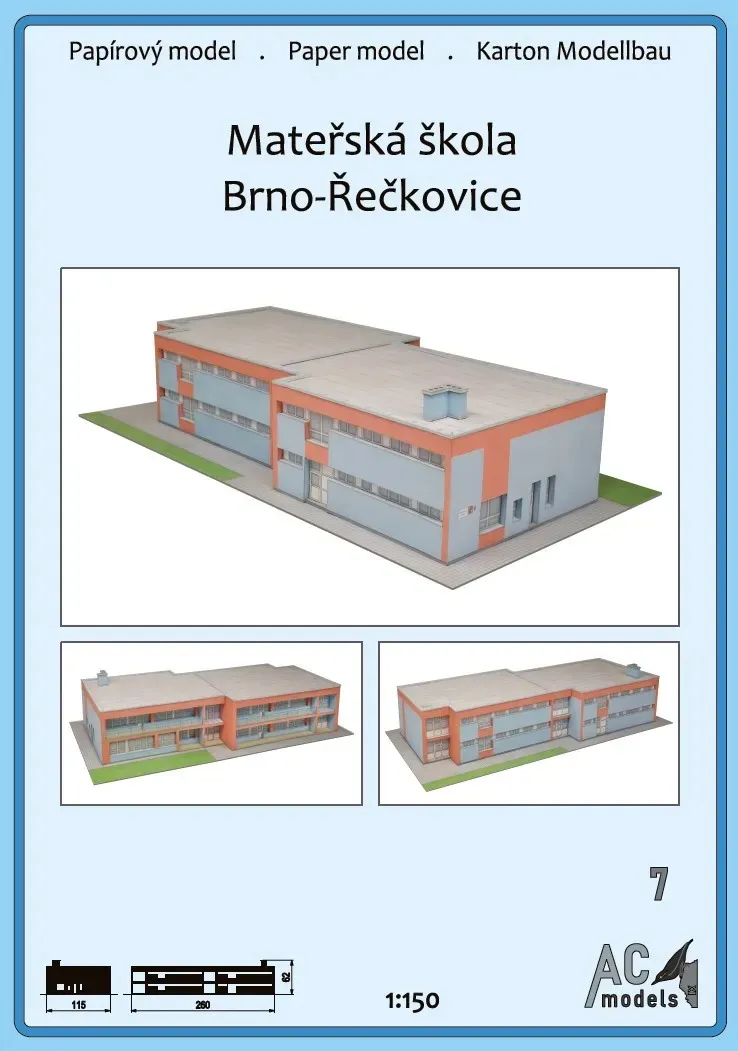 Papierový model - Materská škola Brno-Řečkovice 1:150