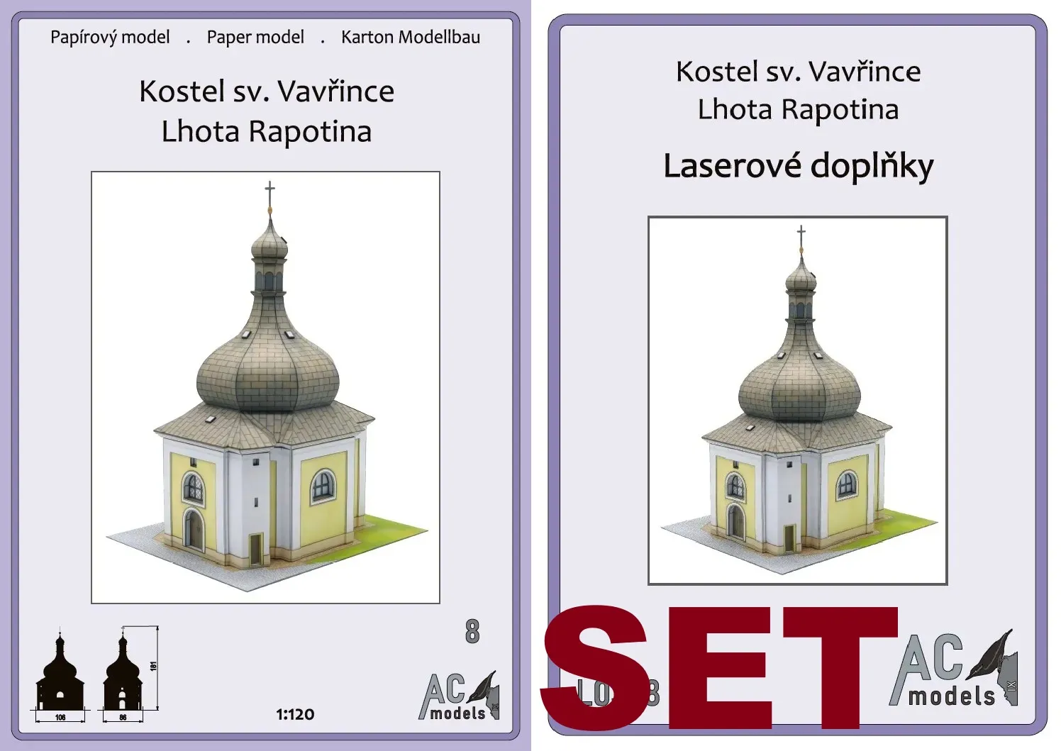 Papierový model - Kostol sv. Vavrinca Lhota Rapotina + Laser 1:120