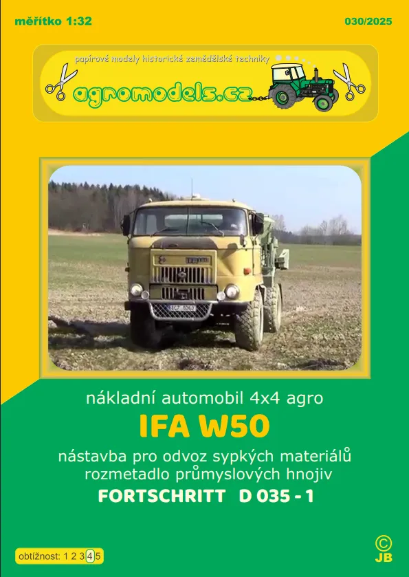 Papierový model - IFA W50 4x4 Agro s rozmetadlom Fotschritt D 035-1