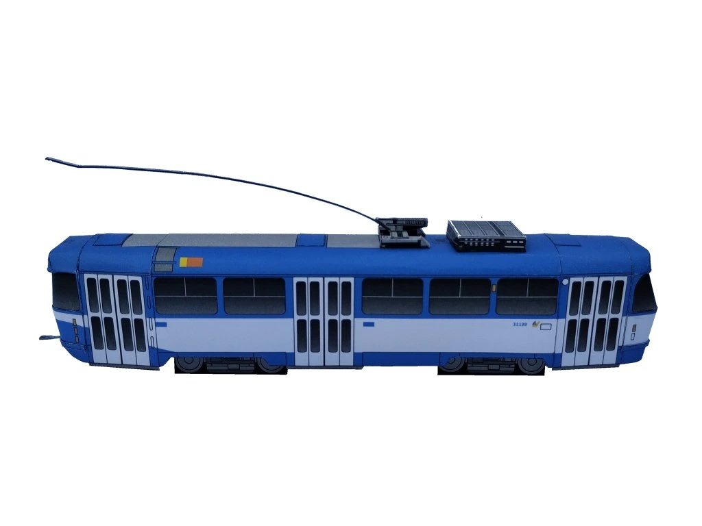 Papierový model - Električka ČKD TATRA T3SU Riga
