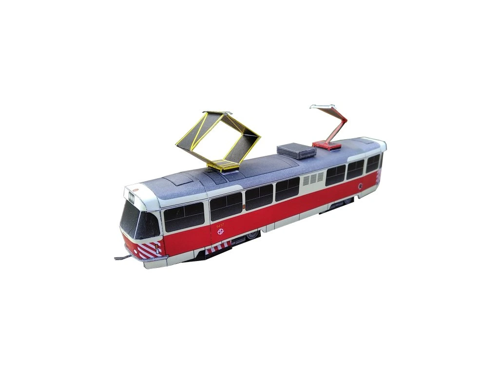 Papierový model - Električka ČKD TATRA T3M Mazací voz TV a snehový pluh Praha