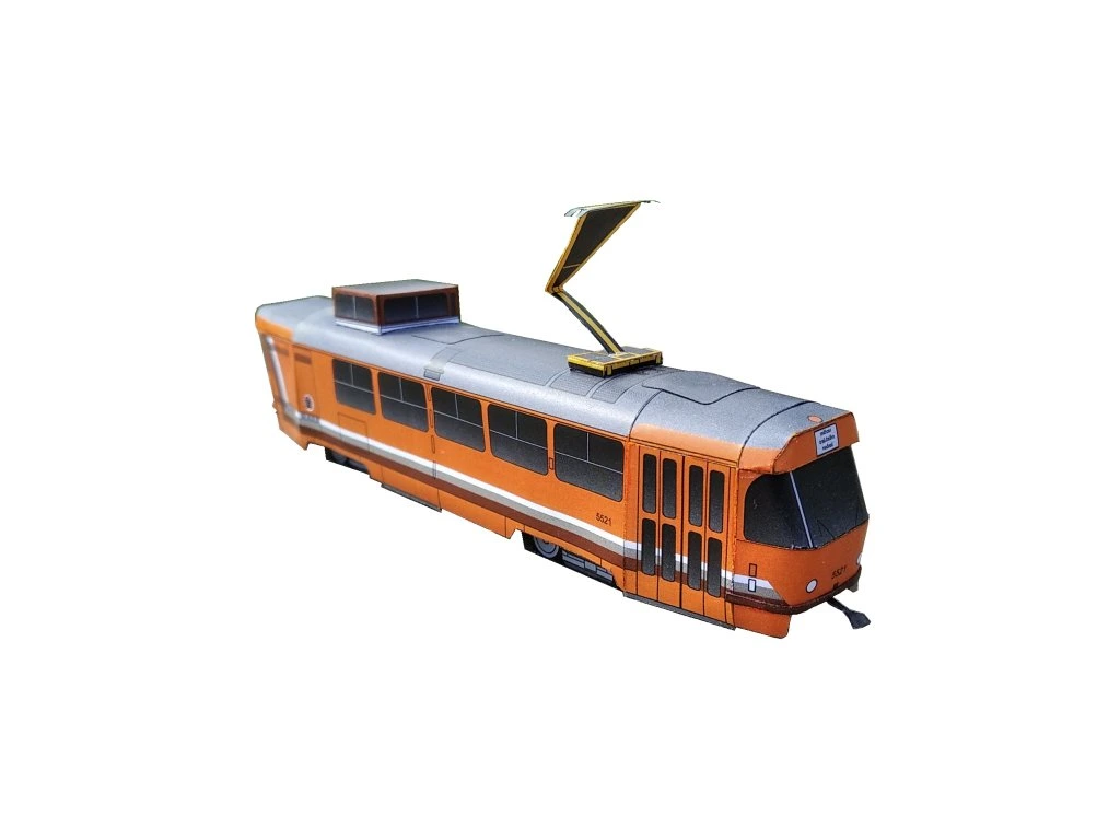 Papierový model - Električka ČKD TATRA T3 Merací voz "pomaranč" Praha