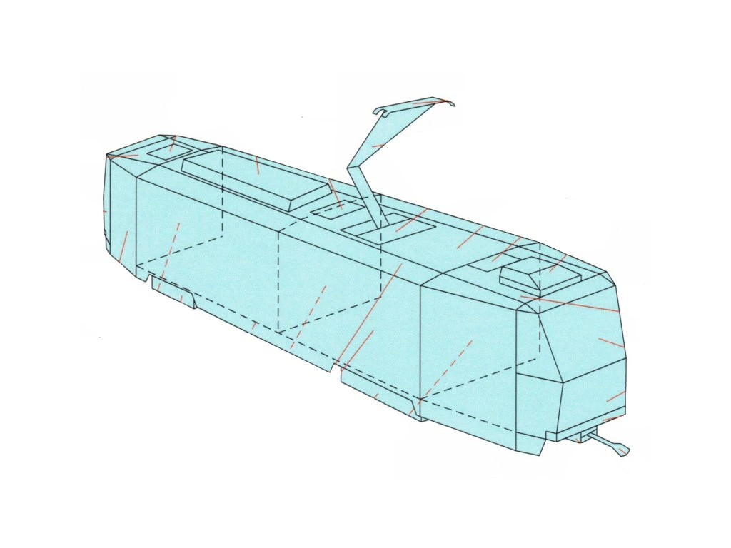 Papierový model - Električka ČKD TATRA T6A5 Brno