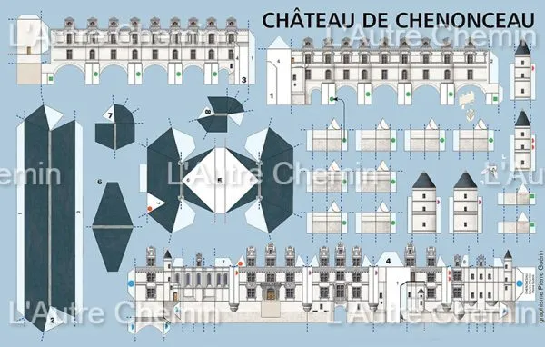 Papierový model - Zámok Chenonceau