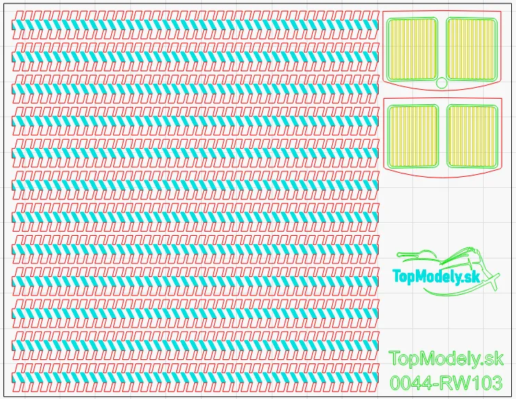 Laserom rezaný doplnok - Dezén na kolesá a mriežka chladiča Tatra T147 DC-5A